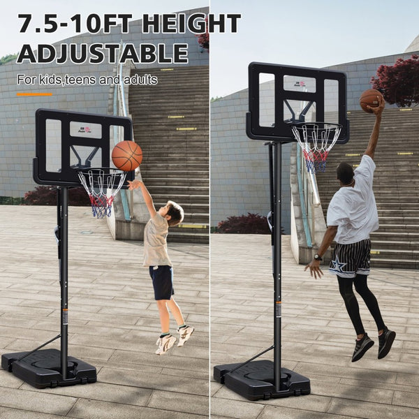 English Elm Double Fish Adjustable Portable Basketball Hoop 44 Inch Shatterproof Backboard Fillable Base W3087P251063