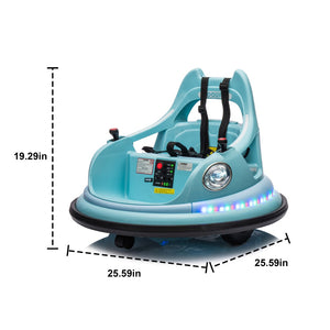 English Elm 12v Kids Ride on Bumper Car with 360 Spin Led Lights Bluetooth and Parental Remote Blue W1578P198508