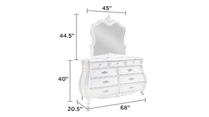 English Elm Opulence 9-Drawer Dresser In Pearl White – Vintage Charm Meets Modern Functionality For Your Bedroom B009P240961