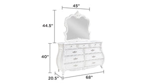 English Elm Opulence 4-Piece Queen Bedroom Set In Pearl White - Modern Elegance With Timeless Storage Solutions B009S01368-GIGA