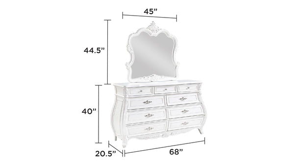 English Elm Opulence 4-Piece Queen Bedroom Set In Pearl White - Modern Elegance With Timeless Storage Solutions B009S01368-GIGA