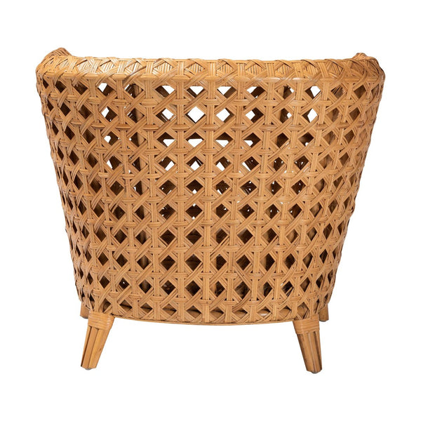 English Elm Bohemian Braided Rattan Accent Chair with Cushion for Casual Living Spaces B2750P467781