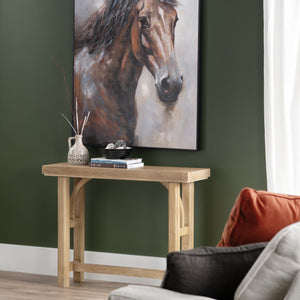 Crestview Collection Rustic Console Table - Timeless Solid Wood Accent With Dual-post Legs & Charming Design For Any Space Brown Solid Wood Cvfnr4834