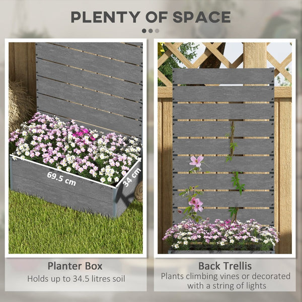English Elm Outsunny Raised Planter Box with Vertical Trellis Composite Wood Outdoor Patio Garden Gray W2225P174437