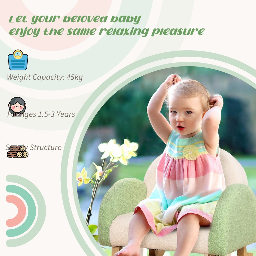 English Elm Qaba Kids Sofa - Cozy Rocking Toddler Chair With Soft Faux Lamb Fleece & Wooden Frame, Ages 18-36 Mo W2225P217361-GIGA