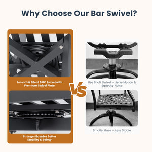 English Elm Modern 5Pc Outdoor Patio Bar Set – Elegant Marble-Inspired Table & Swivel Chairs For Entertaining W1886S00033