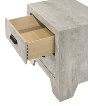 English Elm 1pc Whitewash Wood 2-drawer Nightstand with Metal Pulls for Transitional Bedroom B011P444135