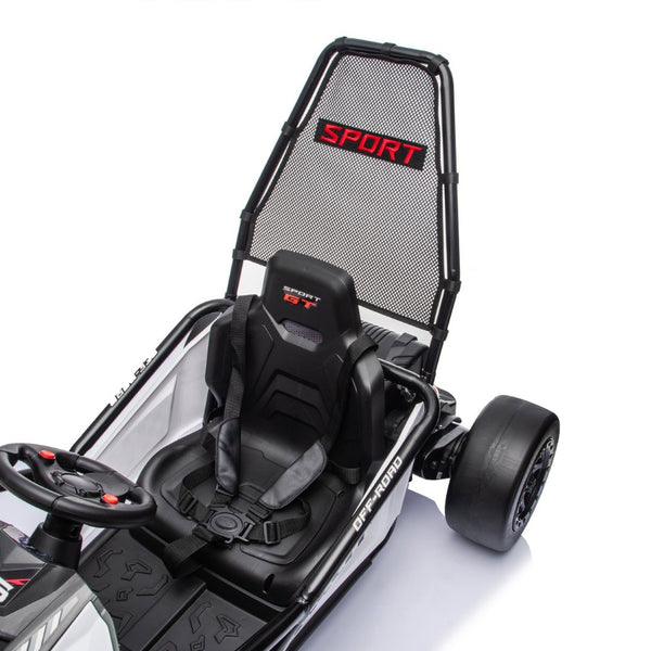 English Elm 24v Dual Motor Kids Go Kart with Drift Mode Roll Cage and Rear Suspension Ages 6 to 12 W1578P454061