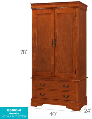 English Elm Elegant Oak Armoire 78"H x 40"W x 24"D - Rich Oak Finish, Classic Design, Spacious No-Assembly Storage B078S00033