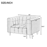 English Elm 42" Modern Sofa Dutch Fluff Upholstered Sofa With Solid Wood Legs, Buttoned Tufted Backrest,Gray