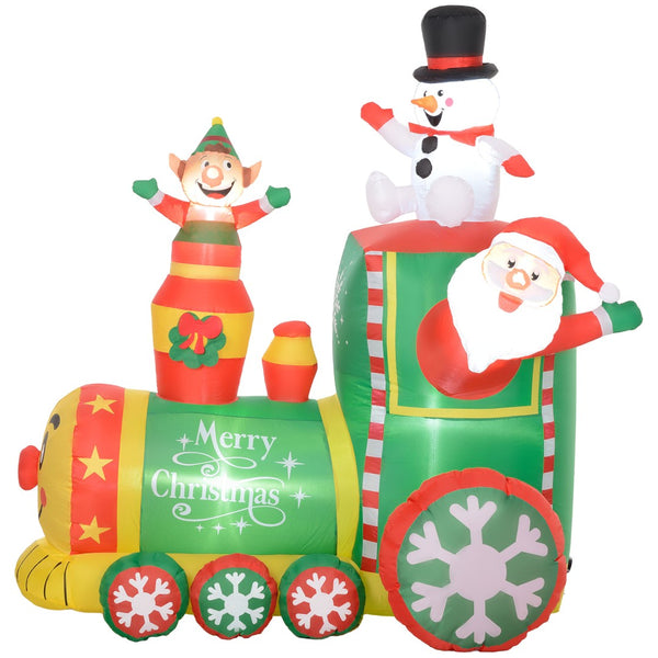 English Elm Outsunny 5.9' Inflatable Christmas Train With Led Lights - Santa, Snowman, Gingerbread Man Decor W2225P249970-GIGA