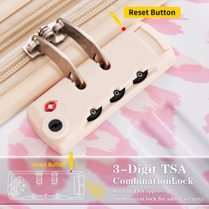 English Elm Hardshell Polycarbonate Luggage Set Three Piece Spinner Suitcases with Tsa Lock Pink Leopard N732P218227U