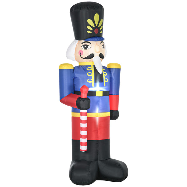English Elm HOMCOM Inflatable 8ft Nutcracker Soldier with Scepter and LED Lights, Weather-Resistant Yard Décor Red W2225P229272