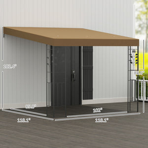 English Elm Convenient Wall Mounted Pergola Powder Coated Metal Frame Uv Resistant Outdoor Canopy T3971P427117