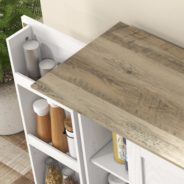 English Elm Homcom 70" Tall Kitchen Pantry Cabinet - Modern Cream White Storage With Adjustable Shelves & Spice Racks W2225P249926