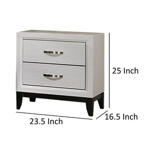 English Elm Nightstand Pearl White Lacquer with Textured Drawers and Clear Acrylic Legs Glam Bedroom B056P416907