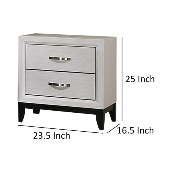 English Elm Nightstand Pearl White Lacquer with Textured Drawers and Clear Acrylic Legs Glam Bedroom B056P416907