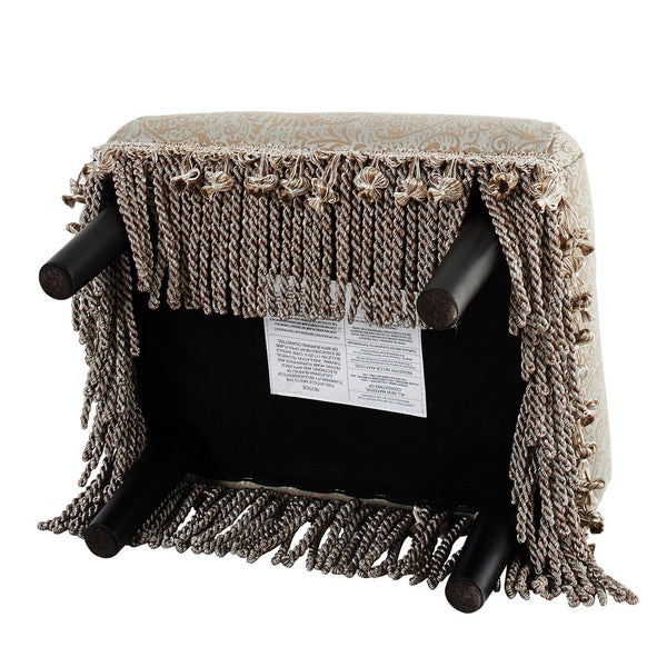 English Elm Jennifer Taylor Home - Fiona Accent Footstool Ottoman - Handcrafted Silvery-Blue Beige Paisley For Versatile Home Décor B2719P238153