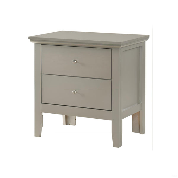 English Elm Elegant Silver Nightstand with Two Drawers, 24"H Compact Accent Table, Assembly-Free, Sleek Finish Champagne 19 L x 28 W x 26 H B078107983