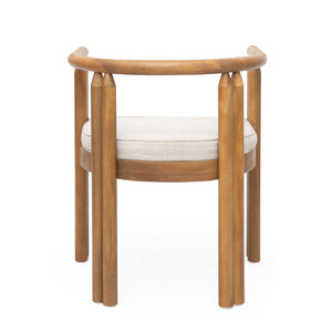 English Elm Christopher Knight Home® - Cove Acacia Wood Dining Chair Set Of 2 With Teak Finish And Beige Cushions For Indoor/Outdoor Use N775P329653T