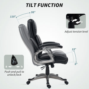English Elm Premium High Back Pu Leather Executive Chair with Foam Cushion and Swivel Base T3971P408837