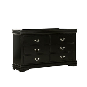 English Elm Ryla Matte Black Solid Wood 6 Drawer Dresser with Nickel Handles for Bedroom B056P416909