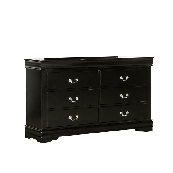 English Elm Ryla Matte Black Solid Wood 6 Drawer Dresser with Nickel Handles for Bedroom B056P416909