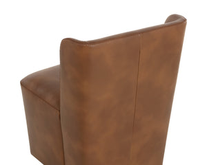 Sunpan Amita Wheeled Dining Chair - Luxurious Tobacco Tan Faux Leather With Comfortable Curves And Style Brown Faux Leather 111925