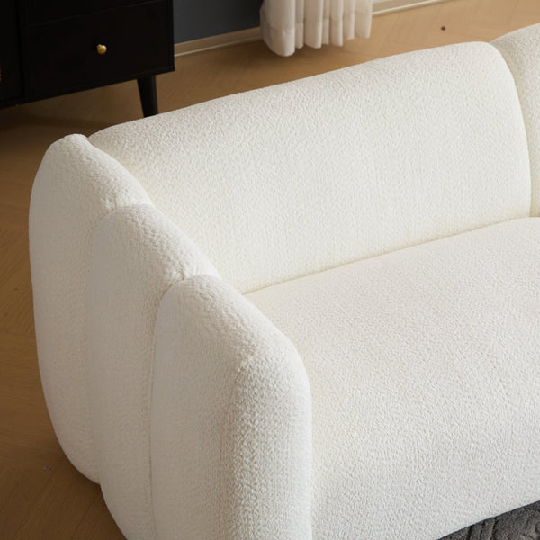 English Elm Tonson Wave Silhouette Boucle Three Seater Sofa Sculptural Modern Living Room Seating White N773IS00030CC