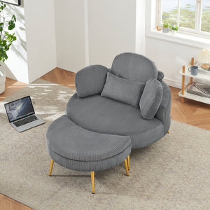 English Elm 43 gray corduroy chair with sponge cushions, solid wood frame, 500lb capacity, modern meeting lounge seating W1278P360546