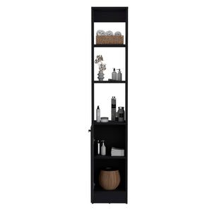 English Elm Linen Marion Black Engineered Wood Bathroom Cabinet with Open Shelves & Concealed Storage, Durable Design B092P191188