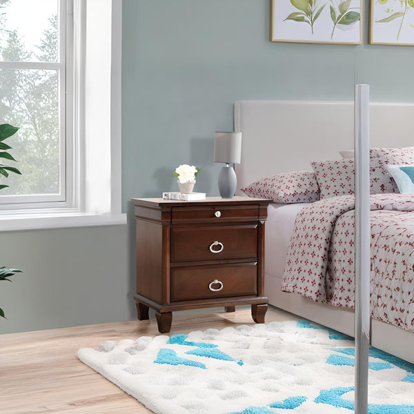 English Elm Triton Cappuccino Nightstand with Felt-Lined Top Drawer, Dovetail Construction, Nickel Hardware Accents B078118442