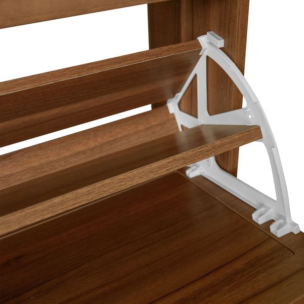 English Elm Rattan, Engineered Rattan 2-Door 1-Drawer Shoe Cabinet with Double Shelves and Pine Wood Feet Durable Finish Walnut W688141533