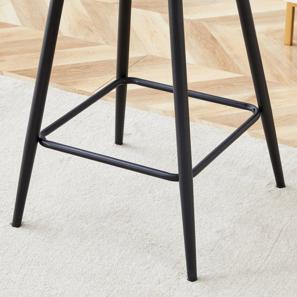 English Elm Modern Quilted Pu Leather Barstools Set of Two with Black Metal Legs for Kitchen Islands W1151P242028