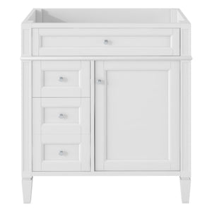English Elm 30'' Modern Bathroom Vanity Cabinet with Roman Legs, 3 Drawers, Adjustable Shelf, Tip-Out Drawer, Durable MDF/Solid Wood White N710P236988K
