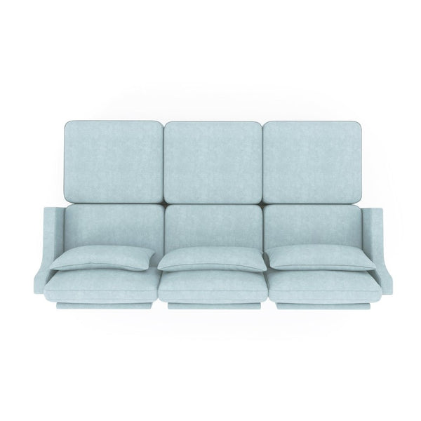 English Elm Three Elegant Sky-Blue Chenille Sofa With 3 Movable Ottomans & Lumbar Pillow For Versatile Comfort W714S01209-GIGA