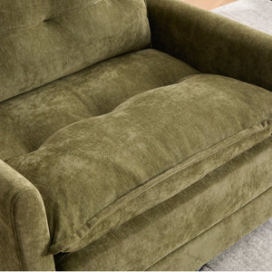 English Elm UNITED Swivel Barrel Chair with Chenille Upholstery, 360° Smooth Rotation, Padded Arm Comfort and Side Pockets for Living Room Relaxation Olive Green W1568P290086