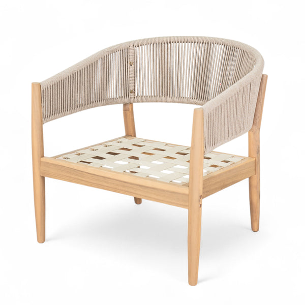 English Elm Christopher Knight Home® - Verona Outdoor Acacia Wood Club Chair Set Of 2 With Beige Cushions & Handwoven Rope For Patio Style N775P309256A