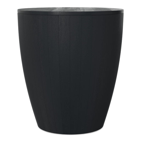 English Elm Elmbrook Solid Mango Wood Drum Side Table with Sculptural Grain for Living Room Black B136P420282