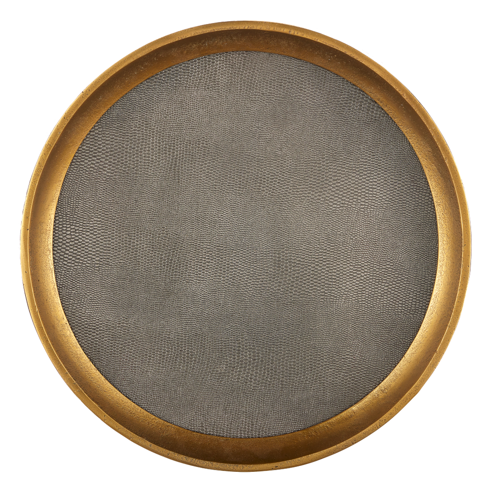 Tanay Round Tray - Elegant Antique Brass & Graphite Snakeskin Design for Stylish Entertaining