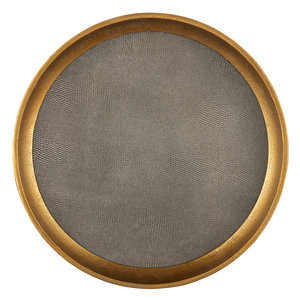 Tanay Round Tray - Elegant Antique Brass & Graphite Snakeskin Design for Stylish Entertaining