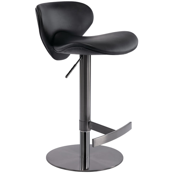 English Elm Black Titanium Swivel Bar Stool Adjustable 21.7–31.5" Height Contoured Back Cushioned Seat for Kitchen Counter & Dining Room Comfort W2195135503