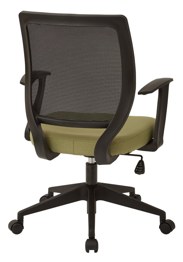 OSP Home Furnishings Screen Back Mesh Task Chair with Lumbar Support and T Arms for Home Office Comfort EM51022N-K010