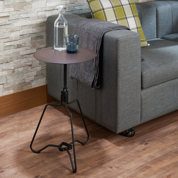 English Elm Espresso Round Adjustable Height End Table with Tripod Metal Base, Open Storage Shelf, Versatile Decor Accent (Espresso & Sandy Black) B062P209112