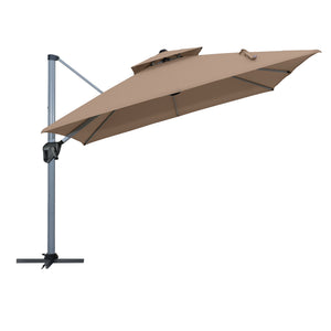 English Elm 11FT Patio Umbrella with Double Venting Top, UPF50+ 11x11ft Shade, Aluminum Frame, Tilt & Rotate Brown 106.3 L x 16.14 W x 6.3 H T3609P347439
