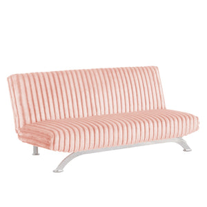 English Elm Pink Futon Sofa Bed with Chrome Support Legs, Contemporary Convertible Design, Foam Cushioned Comfort Pink 45 L x 72 W x 10 H B2741P363790