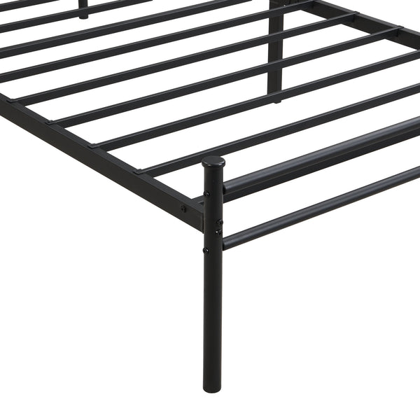 English Elm Twin Metal Bedframe with Wood-Accented Headboard, Black/Brown, Sturdy Steel, 10.8" Storage Space W2297P281490