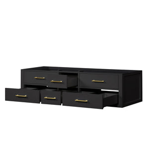 English Elm Black Double Bath Vanity 72" W X 22" D - Sleek Midcentury Design With Ample Storage & Soft-Close Drawers B2731P258057