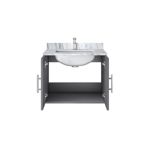 English Elm Dark Grey Bath Vanity With Carrara Marble Top, Soft-Close Cabinet & Chrome Faucet For Small Spaces B2731P258554