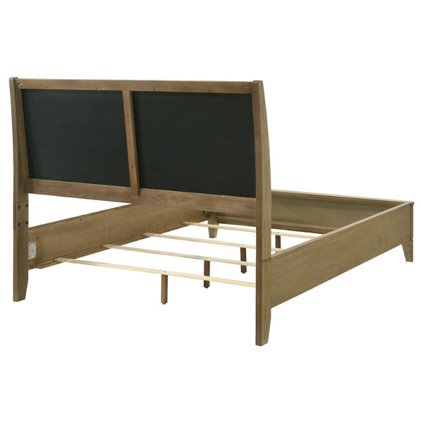 English Elm Menlo Queen Bed Channeled Upholstered Headboard Natural Pine Transitional Frame B062S01547